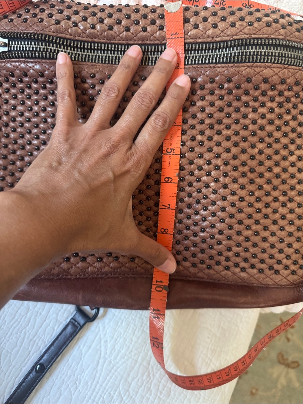 Rebecca Minkoff Brown Leather Studded Tassel Crossbody Bag - Picture 8 of 8